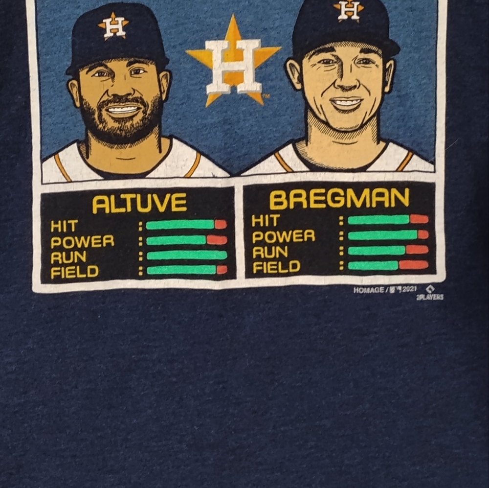 Men's Homage Altuve Bregman Houston Astros MLB Jam T-shirt Size Xl Blue - Picture 2 of 13